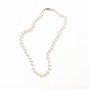 Vintage Faux Pearl With Fish Hook & Box Clasp Silver Tone Approximately 18”